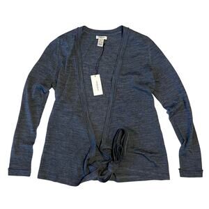 NWT Vertigo Paris Gray 100% Merino Wool Tie-Front Cardigan, Size XL